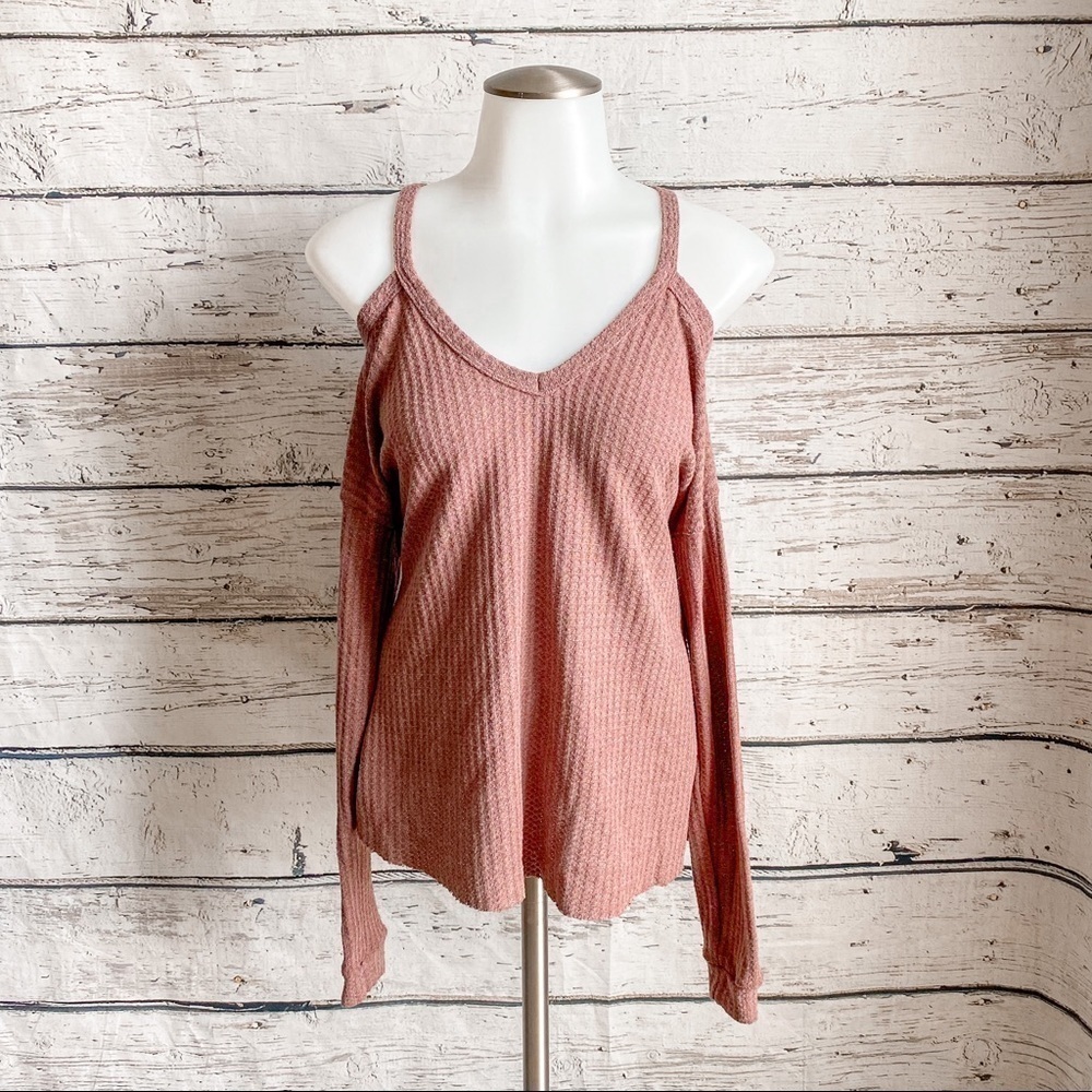 Shein dust pink cold shoulder top